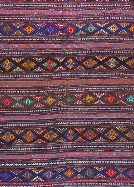 Red and Purple Persian Kilim Shahsavan Pattern 7 x 9