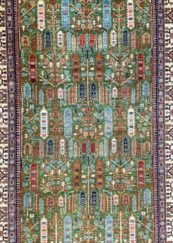 Green and Brown Wool Persian Rug Kashan Pattern 7 x 9 - Image 2