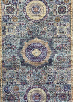 Gray and Purple Wool Persian Rug Tabriz Pattern 4 x 6 - Image 2