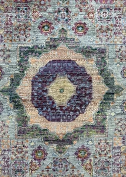 Green and Blue Wool Persian Rug Tabriz Pattern 4 x 6 - Image 4
