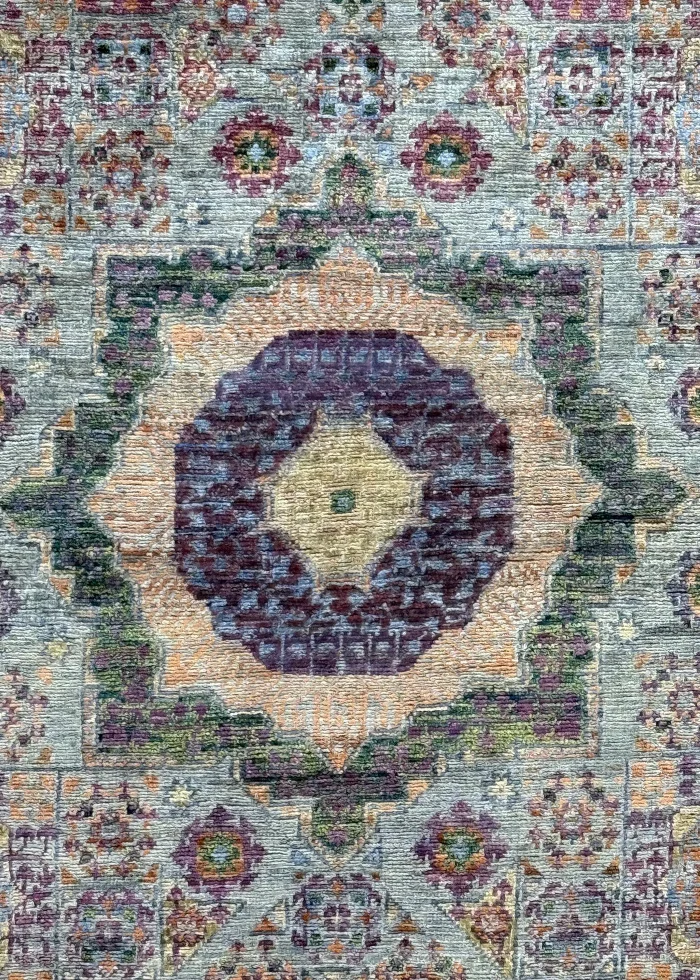 Green and Blue Wool Persian Rug Tabriz Pattern 4 x 6 - Image 4
