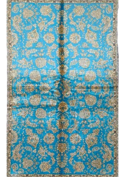 Blue and Gold Persian Rug Afshan Pattern 4 x 6