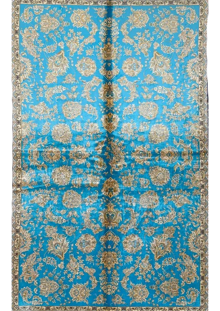 Blue and Gold Persian Rug Afshan Pattern 4 x 6