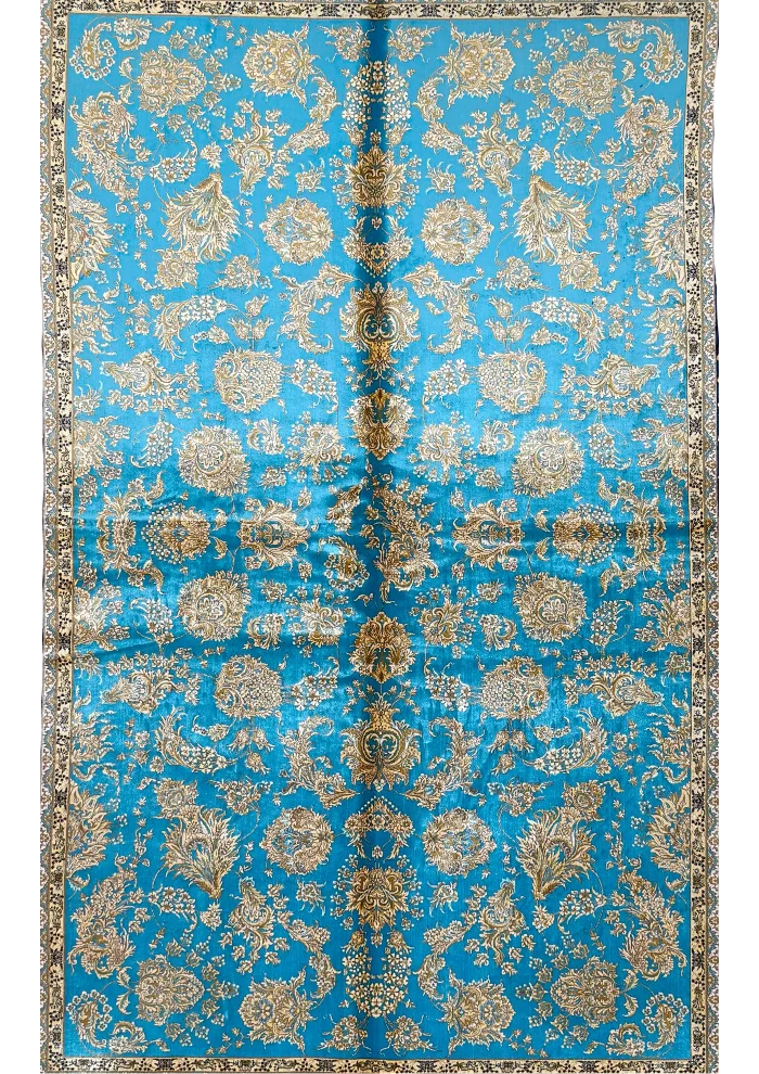 Blue and Gold Persian Rug Afshan Pattern 4 x 6