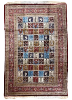 Red and Brown Persian Rug Tile Pattern 7 x 9