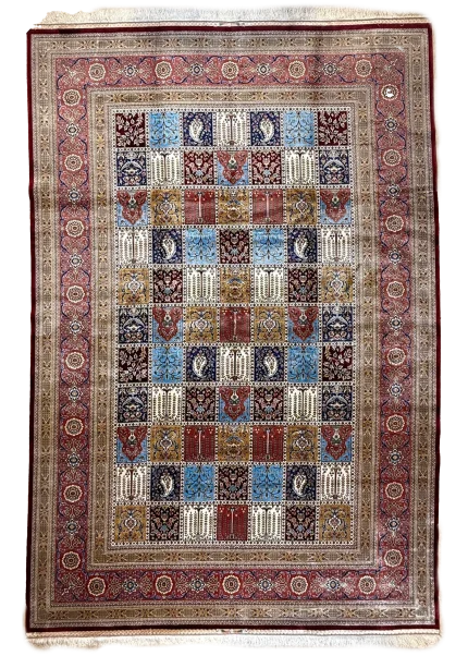 Red and Brown Persian Rug Tile Pattern 7 x 9