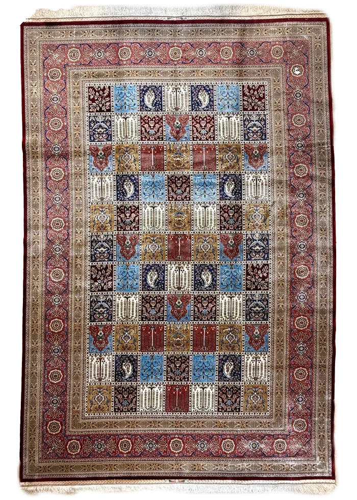 Red and Brown Persian Rug Tile Pattern 7 x 9