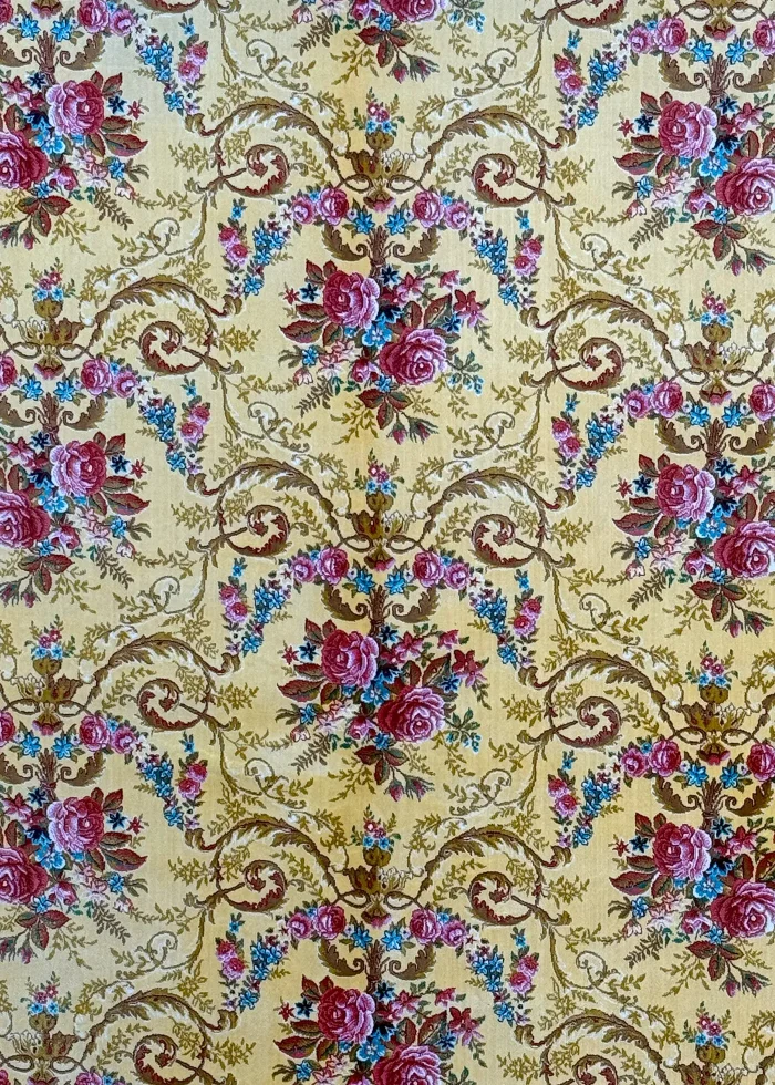 Yellow and Blue Persian Rug Rose Pattern 5 x 8 - Image 2