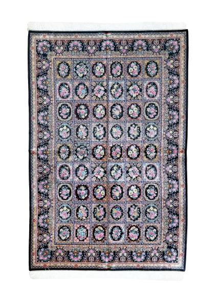 Black and Pink Persian Rug Tile Pattern 4 x 6