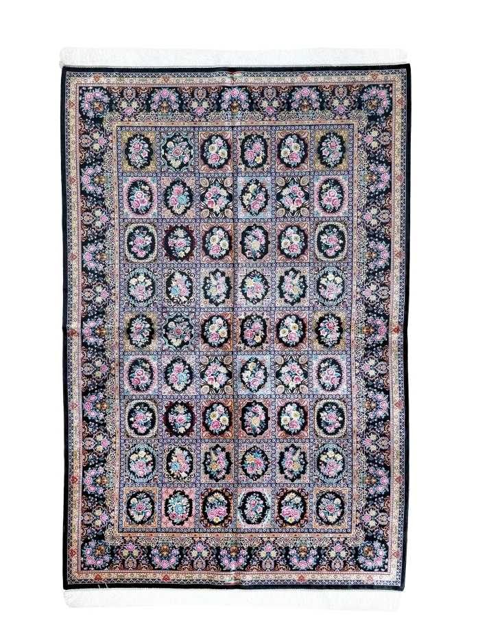 Black and Pink Persian Rug Tile Pattern 4 x 6