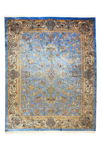 Blue and Beige Persian Rug Afshan Pattern 8 x 10