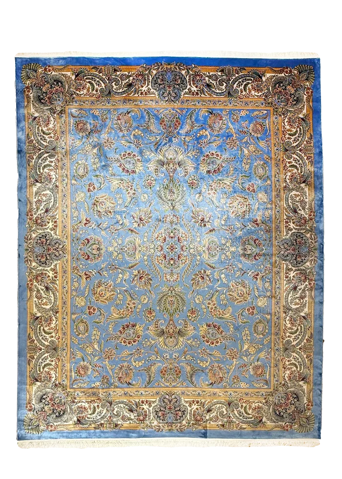 Blue and Beige Persian Rug Afshan Pattern 8 x 10