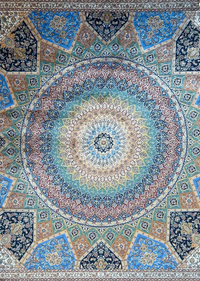 Blue and Black Persian Rug Elham Pattern 7 x 7 - Image 2