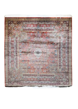 Brown and Orange Persian Rug Mahoor Pattern 7 x 7