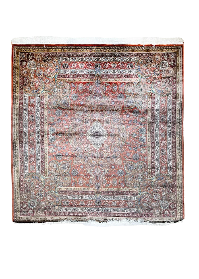 Brown and Orange Persian Rug Mahoor Pattern 7 x 7
