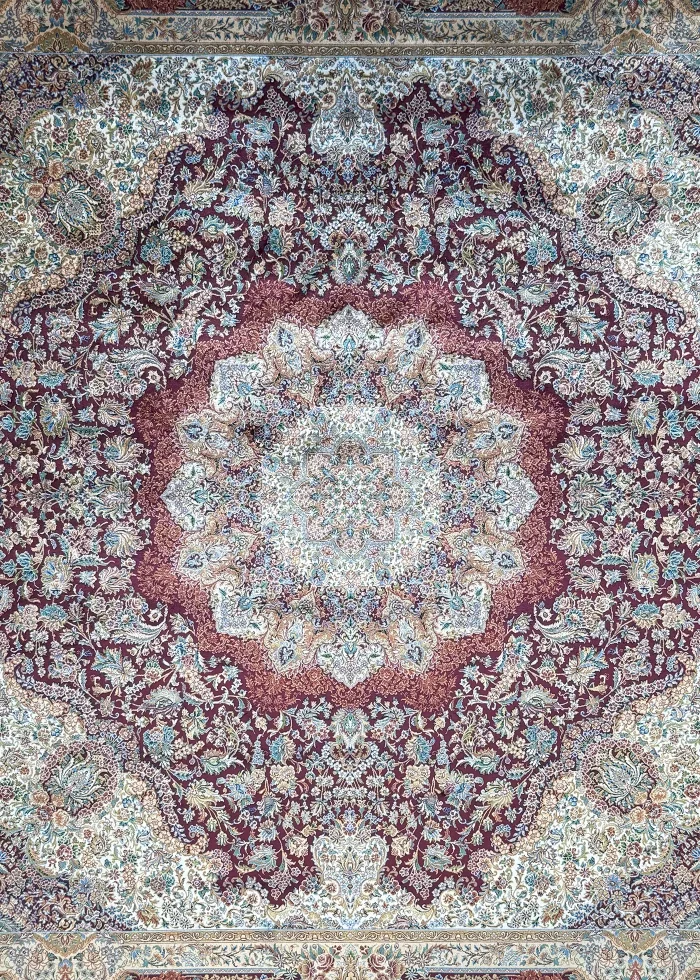 Red and Orange Persian Rug Toranj Pattern 7 x 7 - Image 4