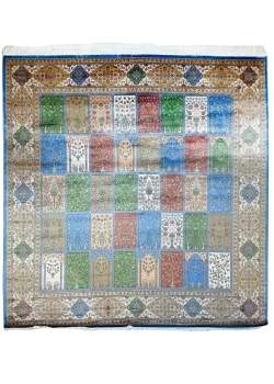 Green and Beige Persian Rug Tile Pattern 7 x 7