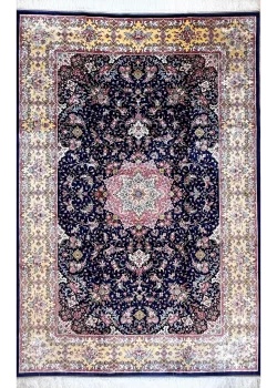 Blue and Pink Persian Rug Shah Abbasi Pattern 7 x 9