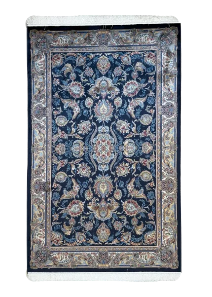 Navy Blue and Blue Persian Rug Afshan Pattern 4 x 6