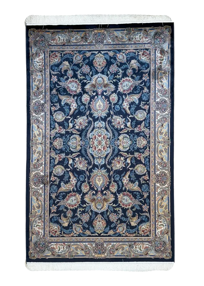 Navy Blue and Blue Persian Rug Afshan Pattern 4 x 6