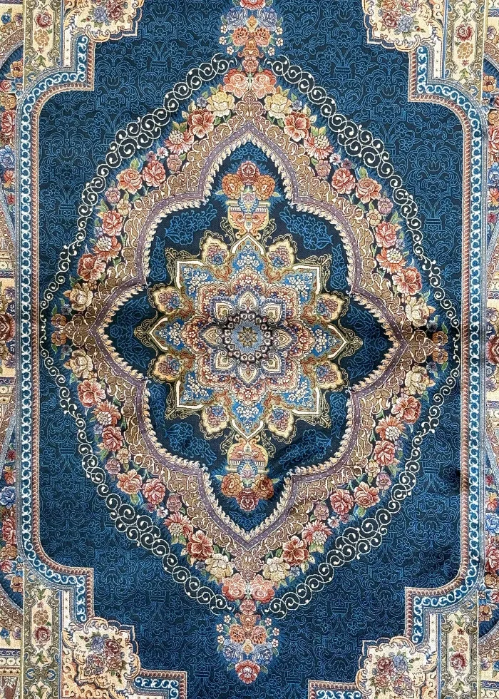 Navy Blue and Beige persian Rug Faraz Pattern 4 x 6 - Image 2