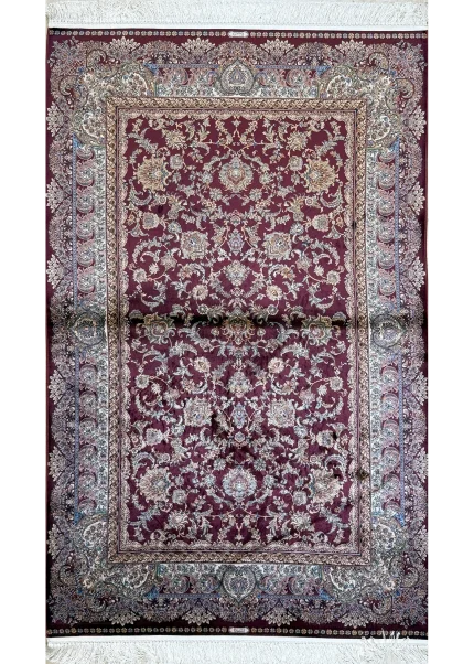 Red and Beige Persian Rug Shah Abbasi Pattern 4 x 6