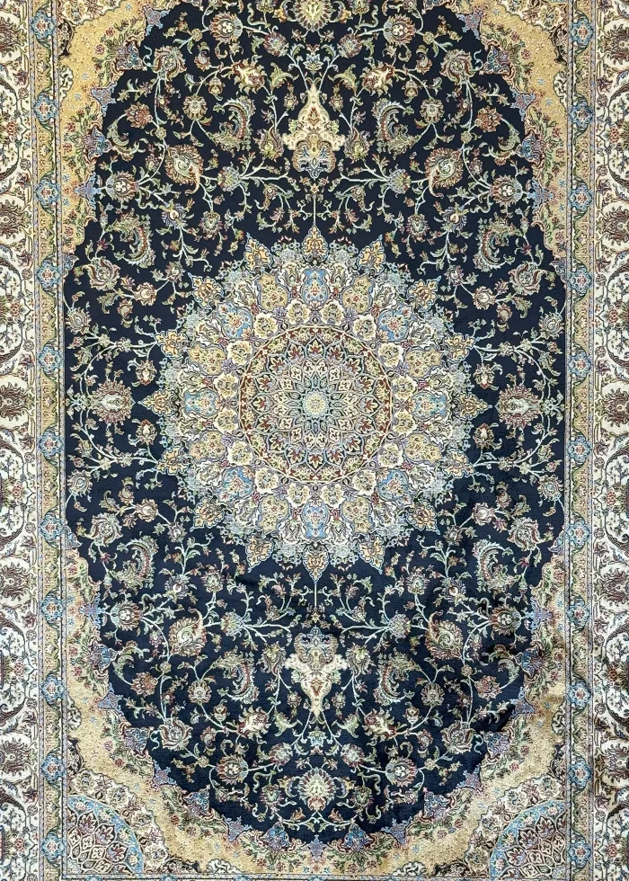 Navy Blue and Blue Persian Rug Heaven Pattern 4 x 6 - Image 2