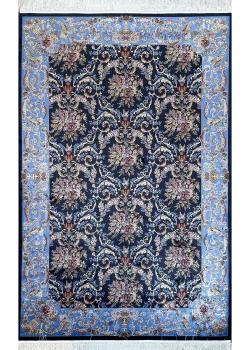Navy Blue and Blue Persian Rug Rose Pattern 8 x 10