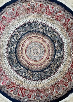 Blue and Red Round Persian Rug Golestan Pattern 5 x 5 - Image 2