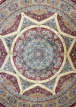 Red and Beige Round Persian Rug Elham Pattern 5 x 5 - Image 2