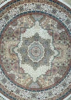 Beige and White Round Persian Rug Faraz Pattern 5 x 5 - Image 3