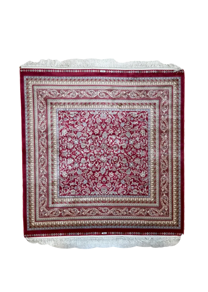 Red and Beige Persian Rug Shah Abbasi Pattern 5 x 5