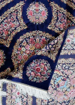 Blue and Pink Persian Rug Thousand Flowers Pattern 7 x 7 - Image 3
