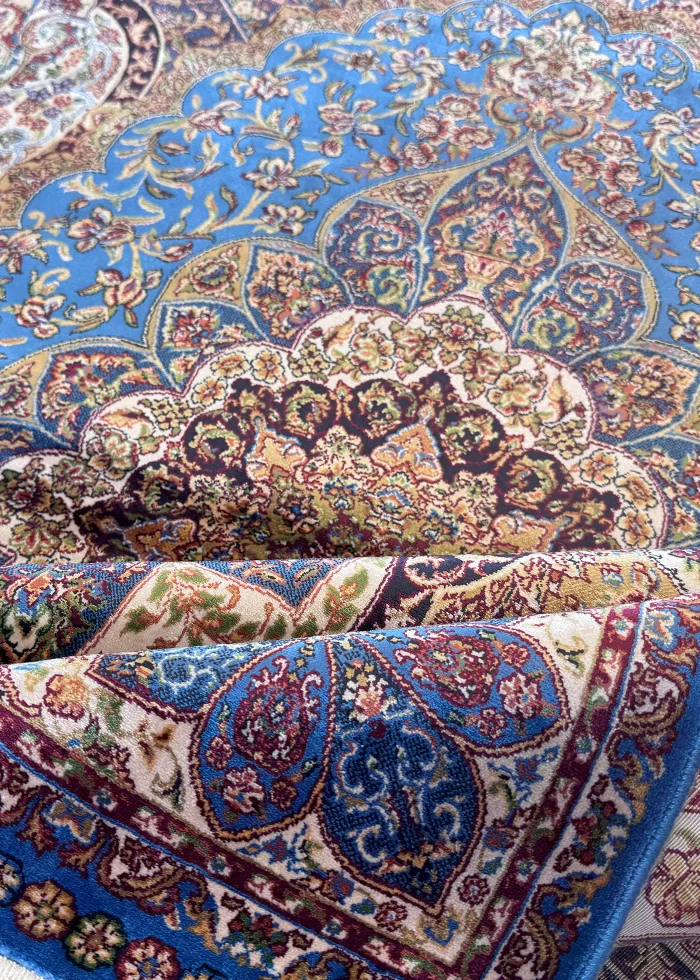 Blue and Beige Persian Rug Flame Pattern 4 x 6 - Image 3