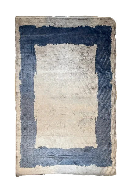 Blue and Gray Persian Rug Frame Pattern 7 x 9