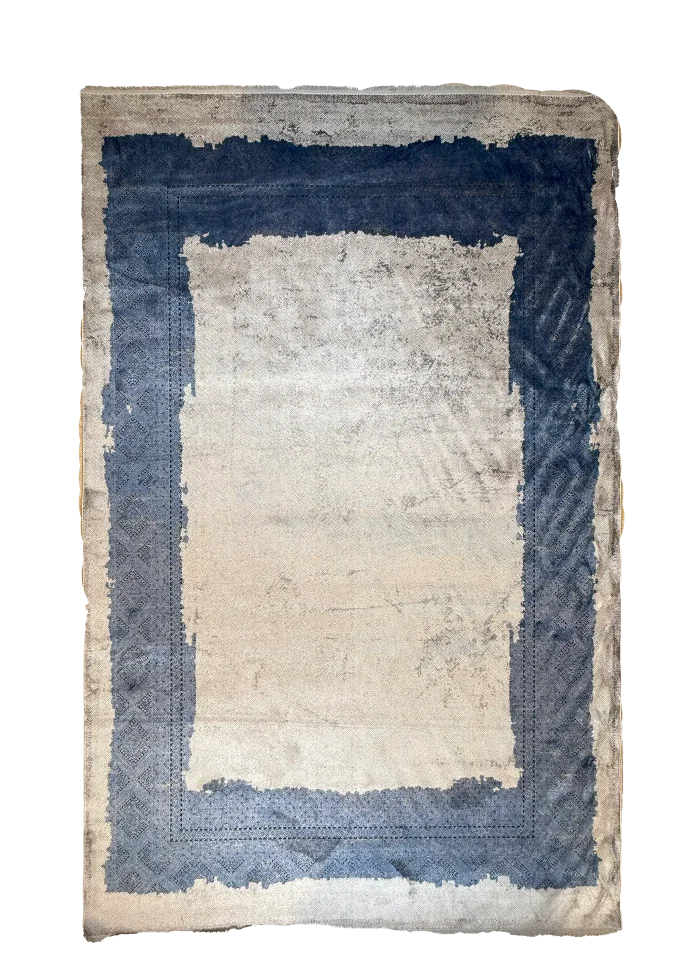 Blue and Gray Persian Rug Frame Pattern 7 x 9