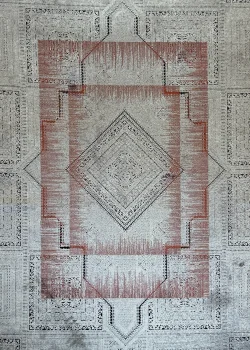Gray and Red Persian Rug Ash Pattern 7 x 9 - Image 2