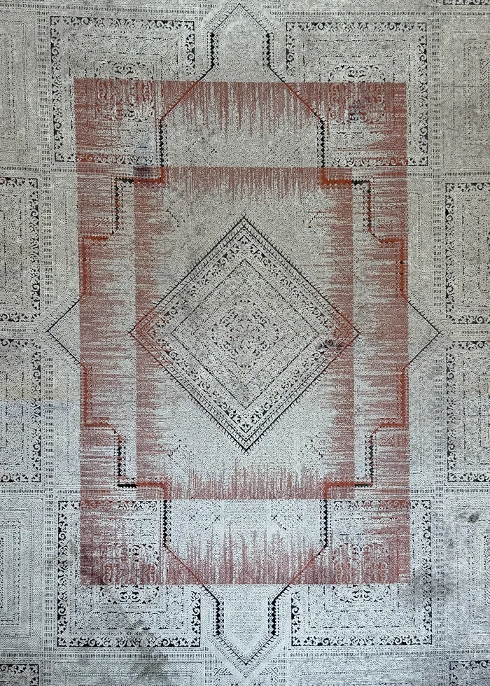 Gray and Red Persian Rug Ash Pattern 7 x 9 - Image 2