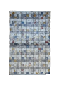 Blue and Gray Persian Rug Pixel Pattern 4 x 6