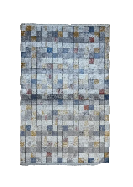 Blue and Gray Persian Rug Pixel Pattern 4 x 6