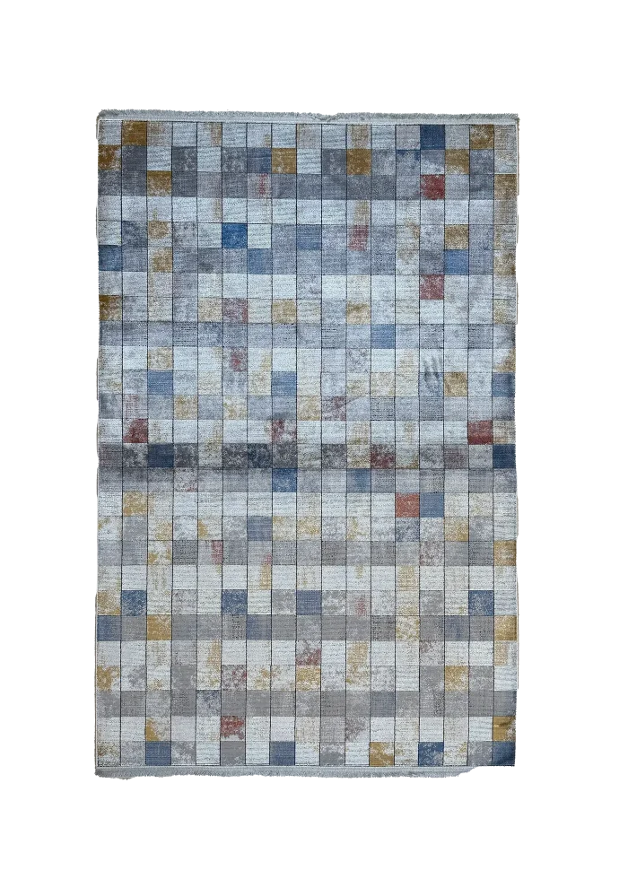 Blue and Gray Persian Rug Pixel Pattern 4 x 6