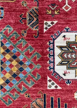 Orange and Green Wool Persian Rug Qashqai Pattern 4 x 6 - Image 3