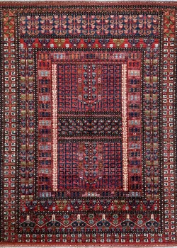 Red and Orange Wool Persian Rug Tabriz Pattern 4 x 6
