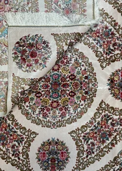 Beige and Pink Persian Rug Thousand Flowers Pattern 7 x 7 - Image 3