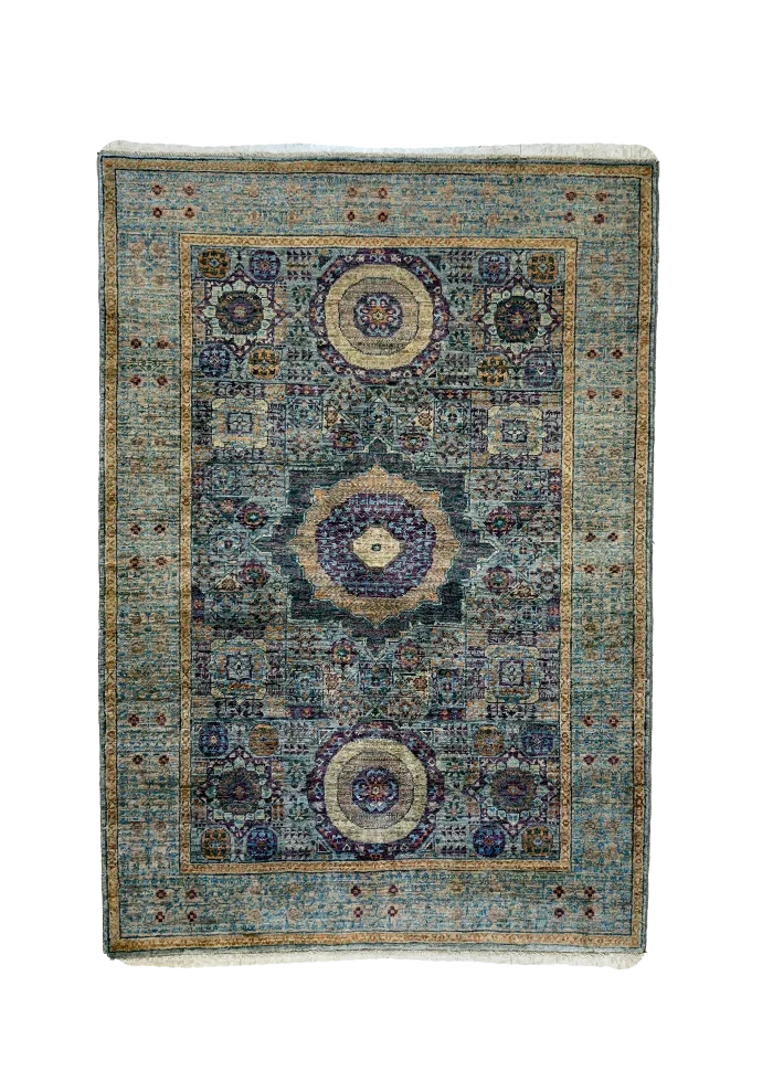 Gray and Purple Wool Persian Rug Tabriz Pattern 4 x 6