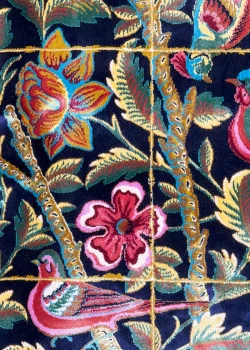 Black and Blue Persian Rug Bird Garden Pattern 5 x 8 - Image 3