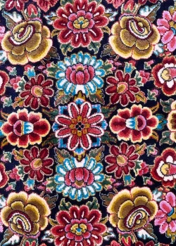 Blue and Pink Persian Rug Thousand Flowers Pattern 7 x 7 - Image 2