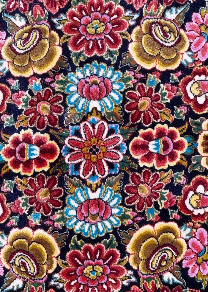 Blue and Pink Persian Rug Thousand Flowers Pattern 7 x 7 - Image 2