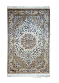 Beige and White Persian Rug Toranj Pattern 4 x 6