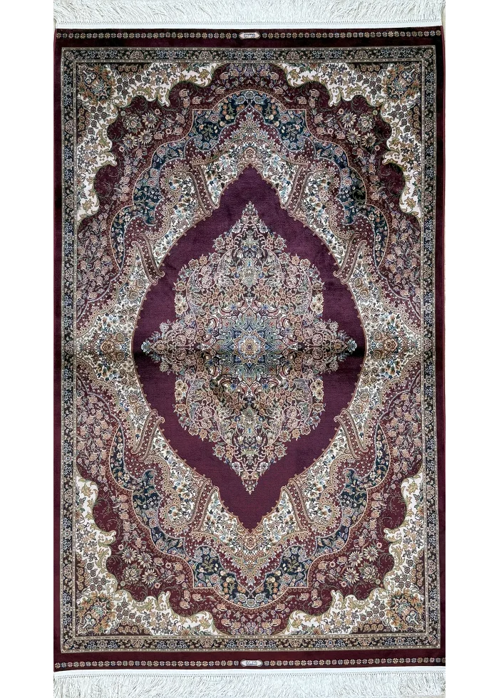 Red and Beige Persian Rug Flame Pattern 4 x 6